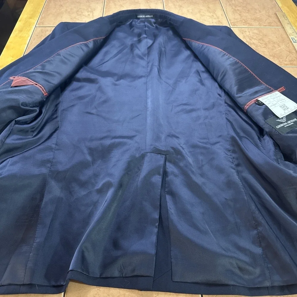 Giorgio Armani Le Collezioni 40R Slim Fit Navy Blue Wool Blend Blazer Jacket